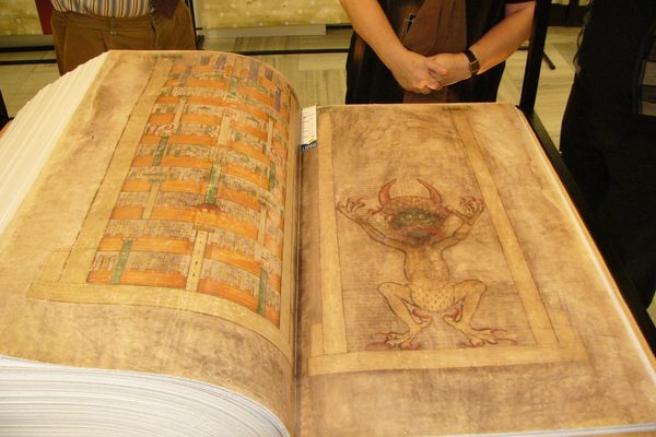 An actual-size replica of the Codex Gigas.