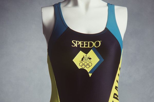 An Australian Olympic team swimsuit from the 1992 Barcelona Olympic games. 