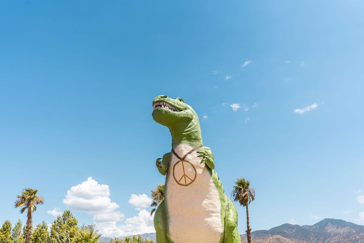 One of the roadside Cabazon Dinosaurs off Highway 10, near Palm Springs, California. 
