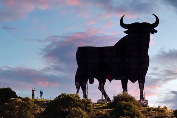 Until the 1990s, when billboards were banned in Spain, these bulls were painted with the name of Veterano Osborne brandy. The company removed the words and successfully fought to have the enormous bulls considered art.
